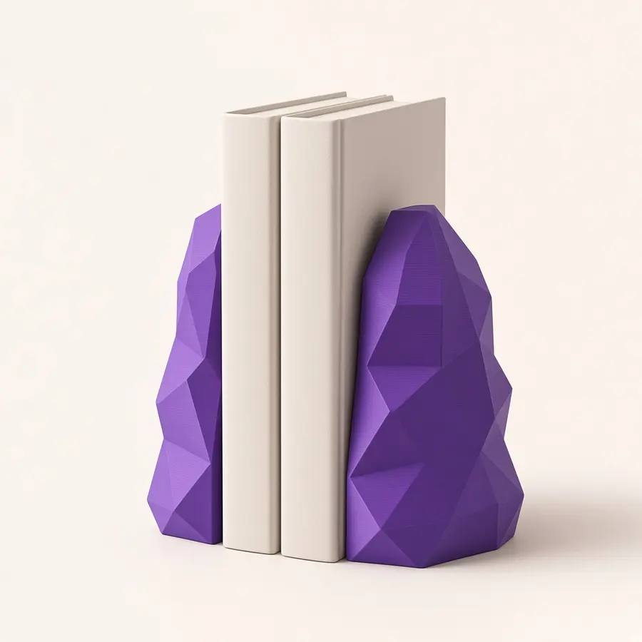Par de aparadores de livros geométricos em roxo