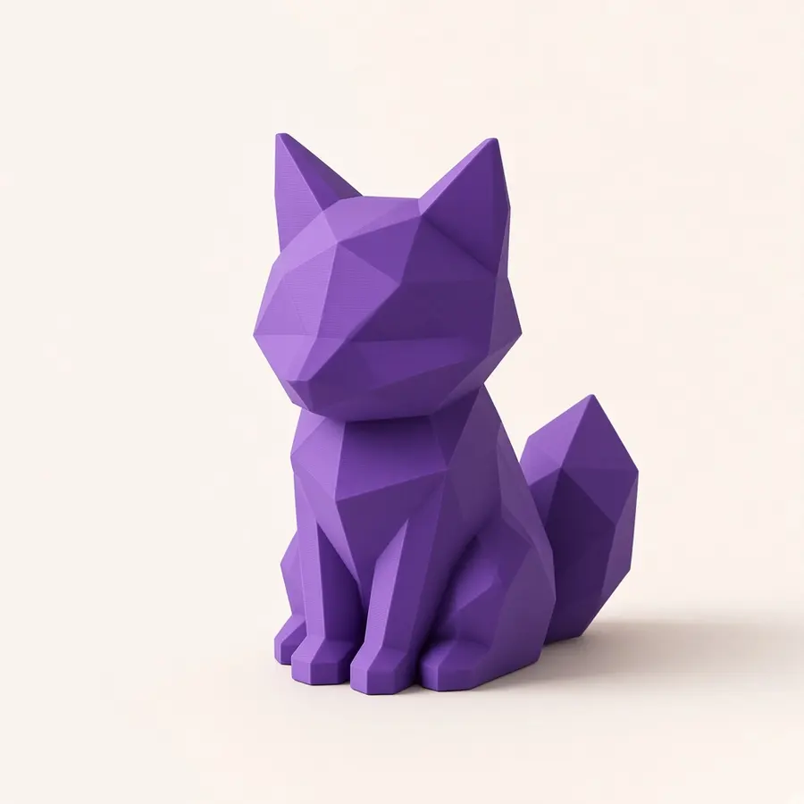 Miniatura de raposa geométrica em roxo