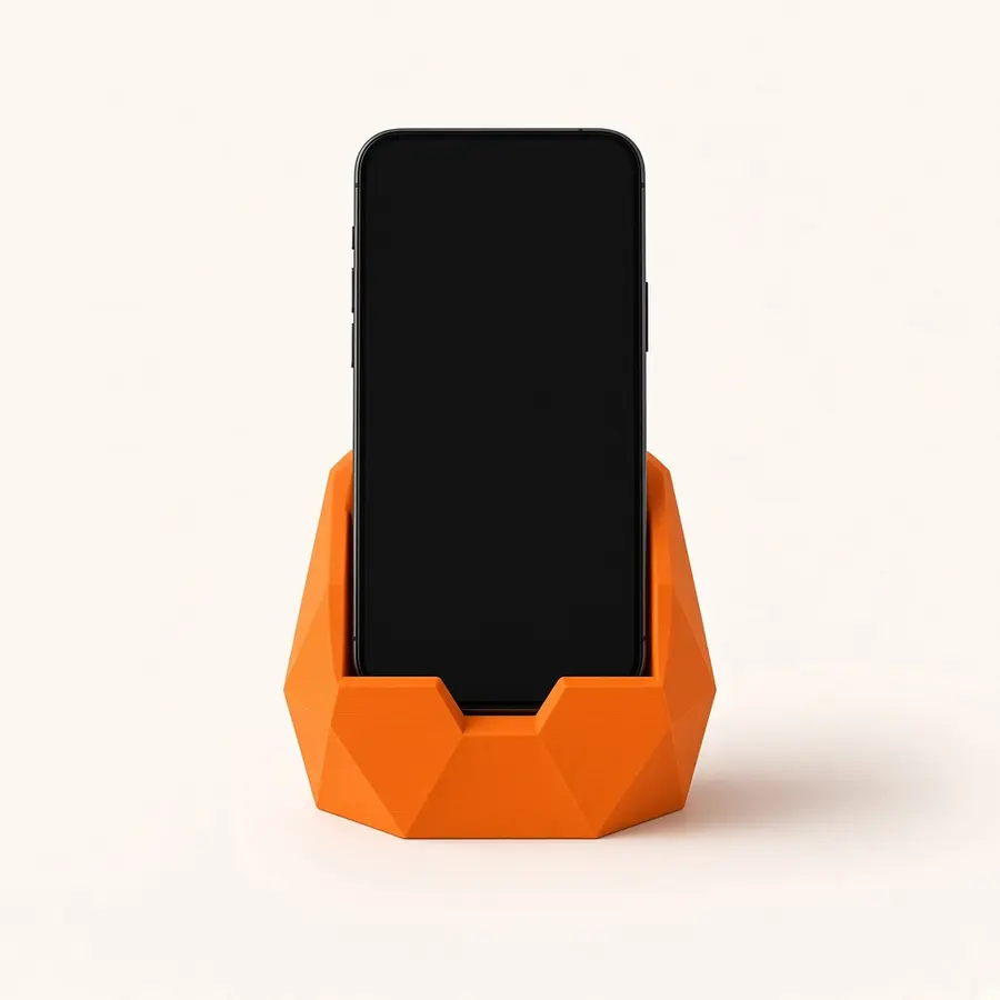 Suporte de celular geométrico em laranja